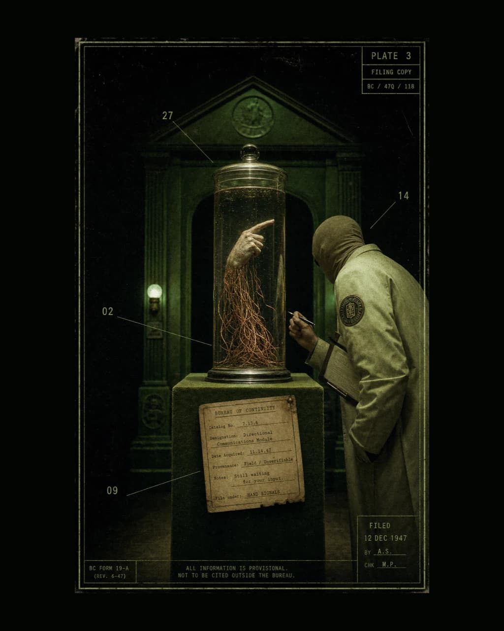Preserved Interface Specimen / Dermal Trace Emergence in Suspension, Jar Series IV