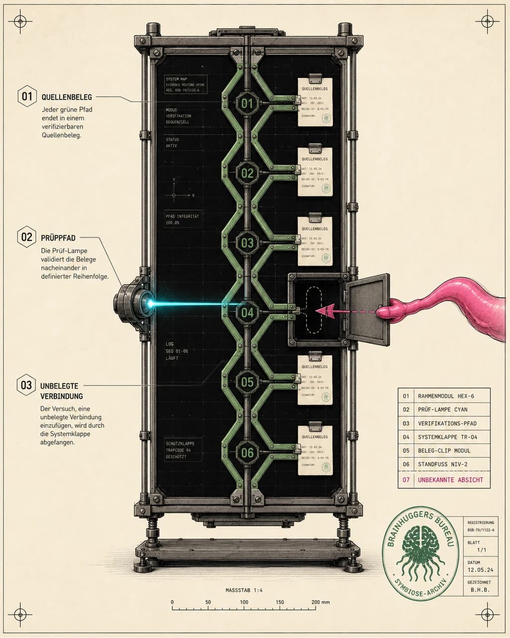 Evidence Routing Spine / Diagram with Receipts